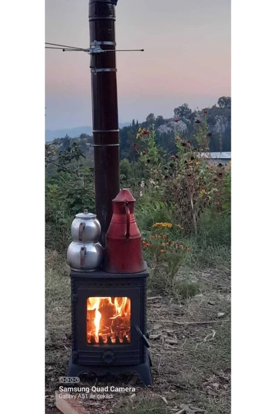 Flame Stove  Minör Lüx 3 Camlı Şömine Döküm Soba FS-052 ürün görseli 1