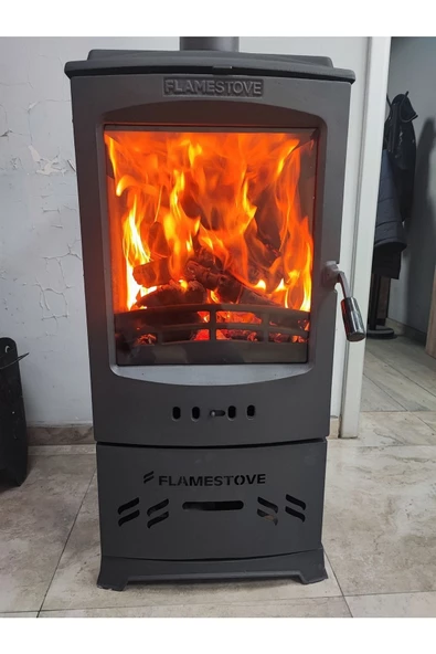 flamestove  Lodi Style Tek Camlı Odun Hazneli Füme Döküm Soba ürün görseli 1