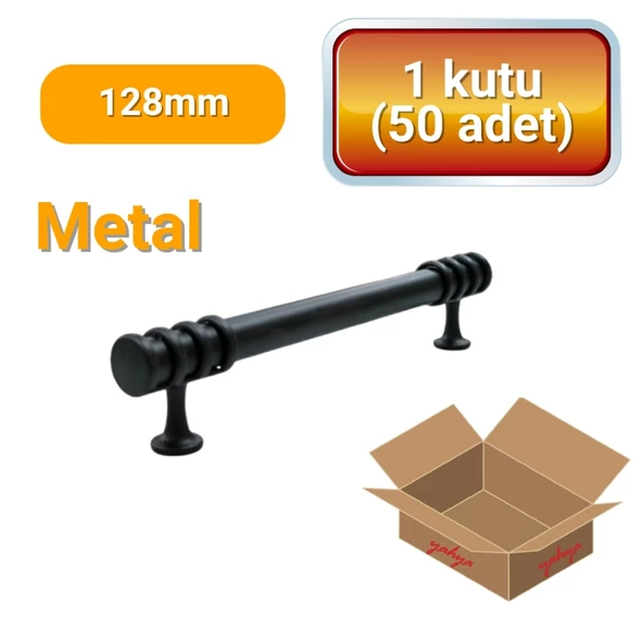 50 Adet Halka Boru Siyah Metal Mobilya Kulpu 128mm ürün görseli 1