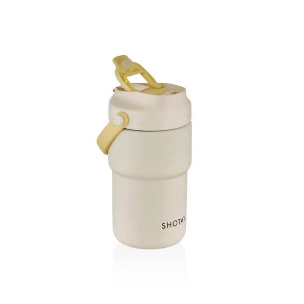 Shotay Askılı Mug Çelik Bardak 450Ml Krem - Resim 2