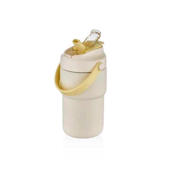 Shotay Askılı Mug Çelik Bardak 450Ml Krem - Resim 3