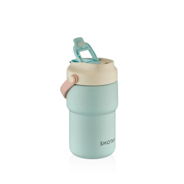 Shotay Askılı Mug Çelik Bardak 450Ml Pastel Mavi - Resim 2