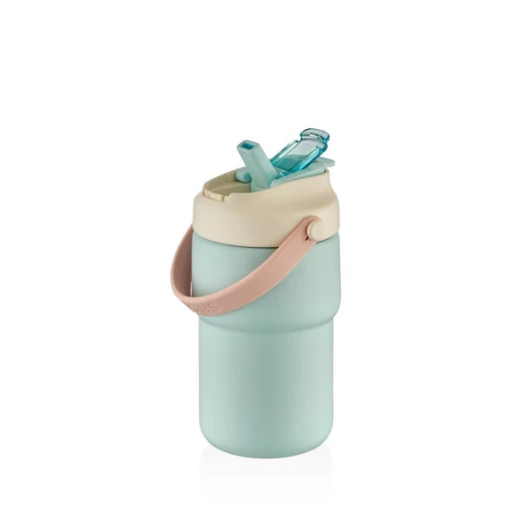 Shotay Askılı Mug Çelik Bardak 450Ml Pastel Mavi - Resim 3