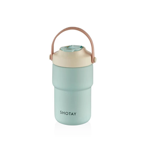 Shotay Askılı Mug Çelik Bardak 450Ml Pastel Mavi ürün görseli 1