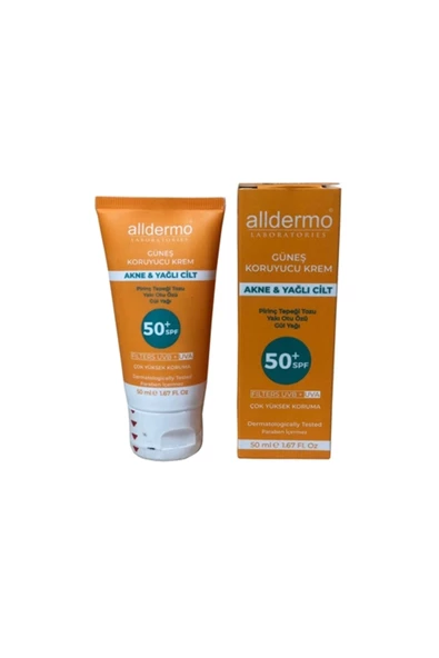 Alldermo Spf50+ Akne Karşıtı Ve Yağlı Ciltler Koruyucu Güneş Kremi 50 ml ürün görseli 1