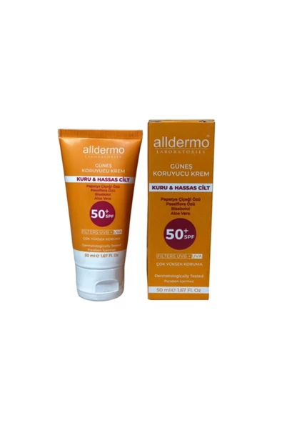Alldermo Spf50+ Kuru Hassas Cilt Krem 50 ml Tüp ürün görseli 1