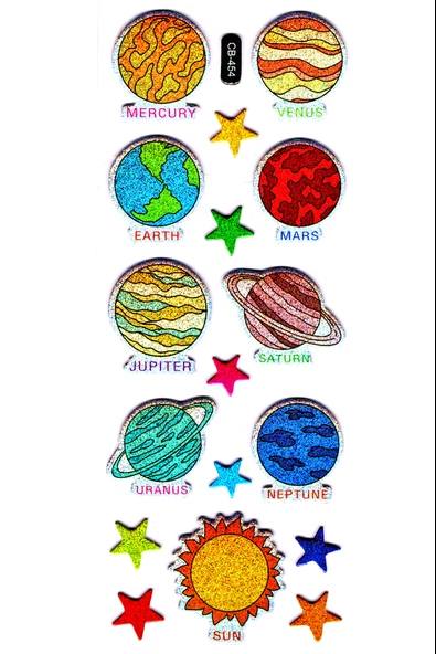 Sticker Kabartmalı Sticker Defter, Planlayıcı Etiket (cb454) 16x7 cm- Güneş Sistemi Gezegen ürün görseli 1