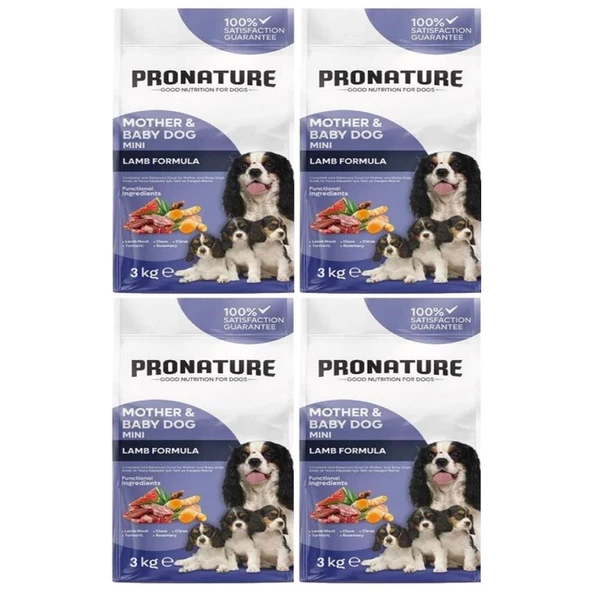 Pronature Mother&Baby Kuru Köpek Maması (Mini) Kuzu Etli 3 Kg*4 Adet ürün görseli 1