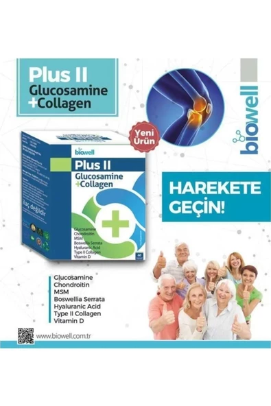 Biowell Plus II Glucosamine + Collagen 60 Kapsül - Resim 3
