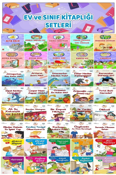 1.Sınıf Ev ve Sınıf Kitaplığı İçin Büyük Boy Eğlenceli 40 li Hikaye Seti (16 Yaprak) ürün görseli 1