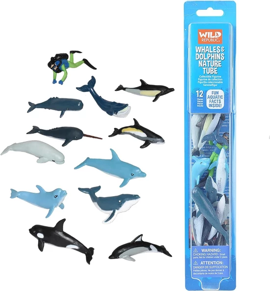 Wild Republic Whales & Dolphins Nature Tube 12 pcs. 20828 ürün görseli 1