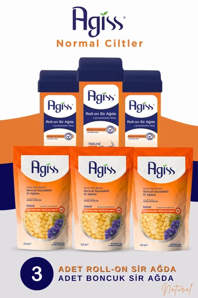 Normal Ciltler İçin Roll-On Ağda ve Boncuk Ağda Seti-3’lü Natural Roll-On + 3’lü Natural Boncuk Ağda ürün görseli 1