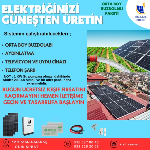 ORTA BOY BUZDOLABI BAĞ EVİ SOLAR ENERJİ PAKETİ ürün görseli 1