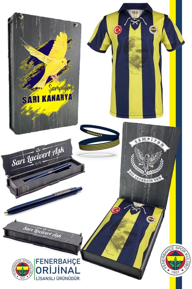Fenerbahçe Orijinal Lisanslı 100. Yıl Forma Uçlu Kalem + Bileklik Set Hediyelik Ahşap Kutulu ürün görseli 1