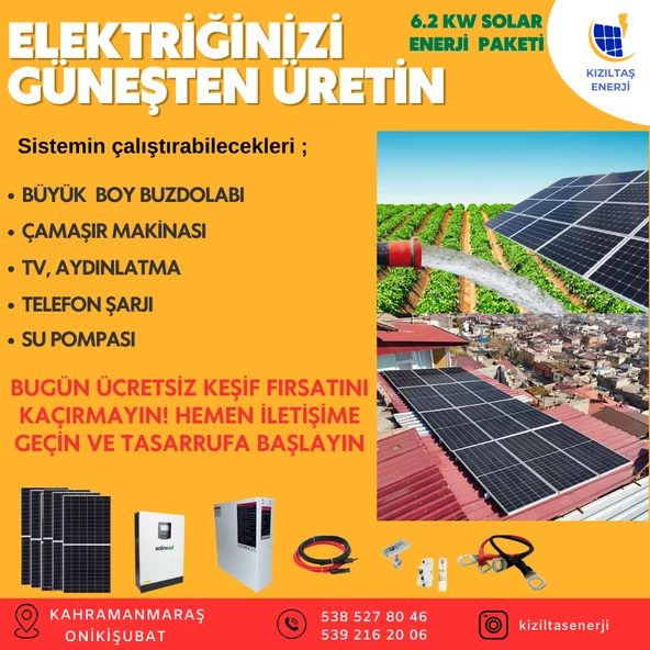 BÜYÜK BOY BUZDOLABI SOLAR ENERJİ PAKETİ 6.2 KW ürün görseli 1