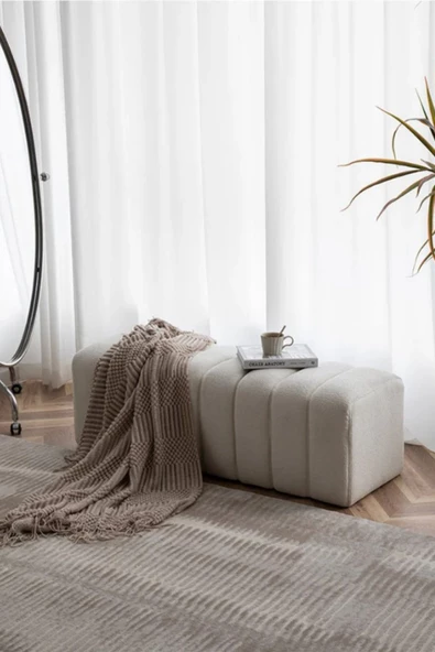 CARBONE DESİN  Bench, Teddy, Beyaz Yumuşak Puf ,bench makyaj pufu . puf minder ürün görseli 1