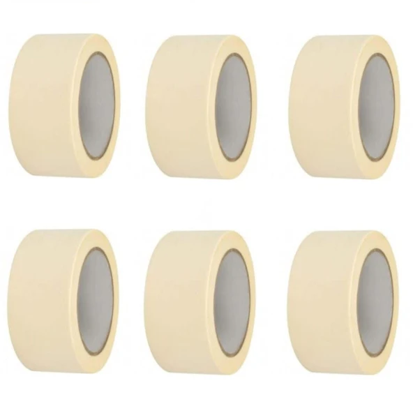 6 Adet Maskeleme Bandı Boya Bandı 48mm X 25m  Kağıt Bant ürün görseli 1