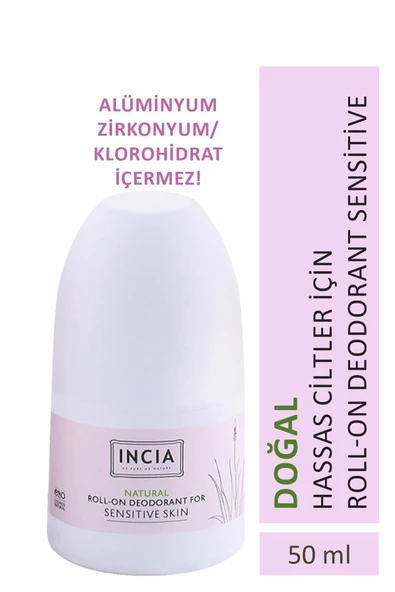 Incia %100 Doğal Roll On Deodorant Hassas Ciltler İçin Ter Kokusu Önleyici Lekesiz 50 ml ürün görseli 1