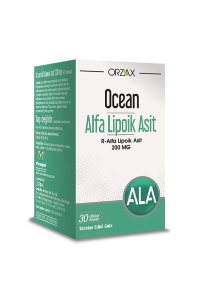 Ocean Orzax Alfa Lipoik Asit 200 Mg 30 Kapsül ürün görseli 1