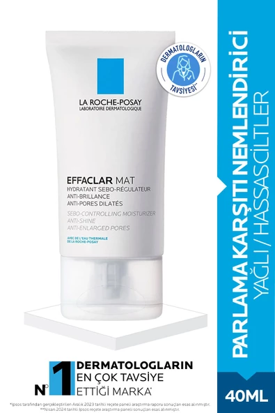 La Roche Posay Effaclar Mat Parlama Karşıtı Nemlendirici Krem 40 ml -Yağlı/Geniş Gözenekli Ciltler İçin ürün görseli 1