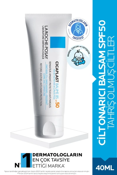 La Roche Posay Cicaplast Baume B5+ SPF50+ Güneş Koruyucu İçeren Onarıcı Bakım Kremi - 40ml ürün görseli 1