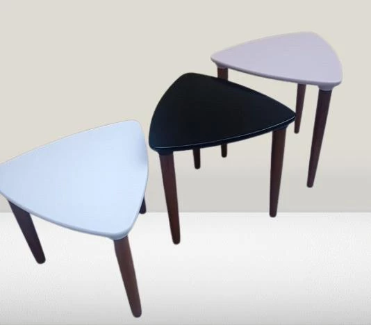 Zigon Sehpa MODEL 90517 Konik Ayak Üçgen Tabla Üç Renk Kutuda Sevk El Yapım ürün görseli 1