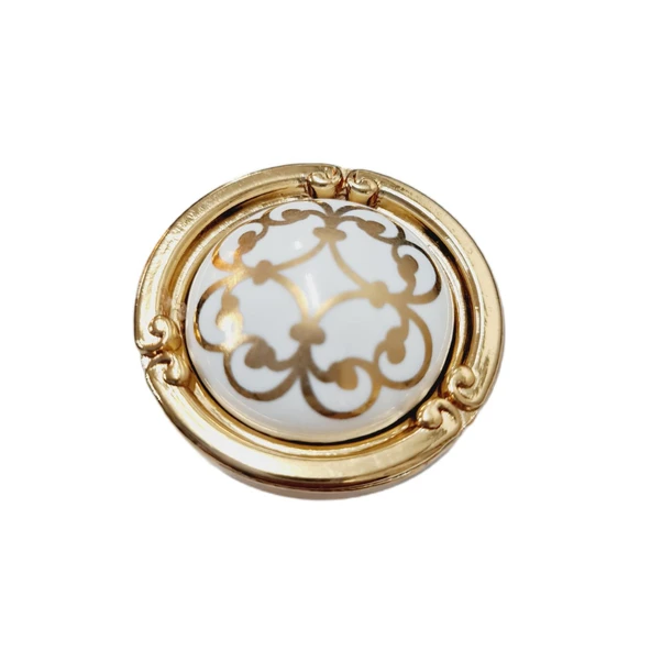 PORSELEN DÜĞME KULP METAL GOLD MOTİFLİ  / 5 ADET ürün görseli 1