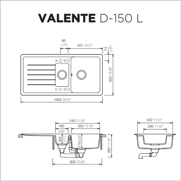 Evye Valente D-150L Beyaz Granit - Resim 2