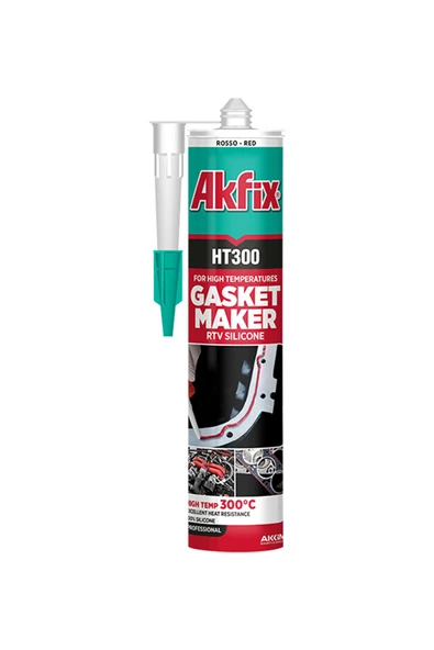Akfix HT300 RTV Sıvı Conta Yüksek Isıya Dayanıklı Silikon 280 ml Kırmızı ürün görseli 1