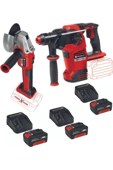 Einhell Te-cı 18 Bl Vidalama Axxio 18/115 Taşlama Herocco 36/28 Kırıcı 3x4.0ah Akülü Kömürsüz Set ürün görseli 1