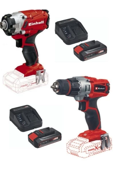 Einhell Te-Ci 18/1 Akülü Vidalama Einhell Te-Cd 18/2 Akülü Matkap 2x2.5 Akü ve Şarj Starter Kit ürün görseli 1