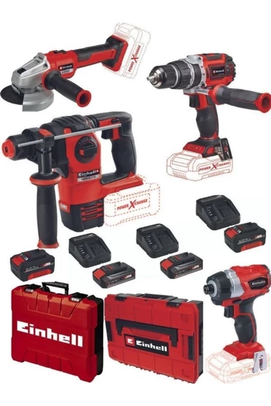 Einhell Tp-cd 18/60 Li-i Bl Matkap Te-cı Bl Herocco 18 Axxio 18/115 Q Taşlama 2x4.0+2x2.5 Akülü Set ürün görseli 1