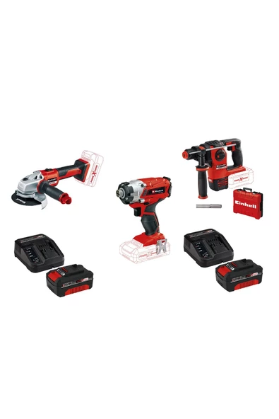 Einhell HeroccoKömürsüzPnömatik KırıcıDelici+AXXIO Kömürsüz Taşlama+ TE-CI 18/1 2X4 Ah akü 2x Dolum Cihazı ürün görseli 1