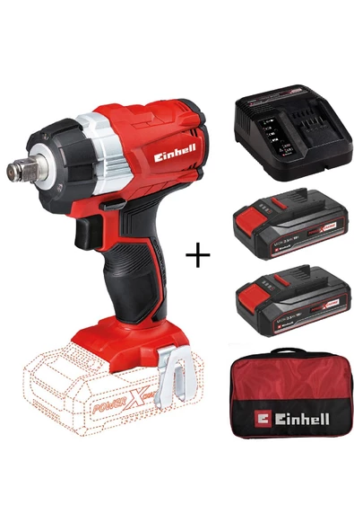 Einhell Te-cw 18 Li Bl Akülü Darbeli Somun Sıkma + 2x2,5 Ah Starterkit + Bez Çanta ürün görseli 1