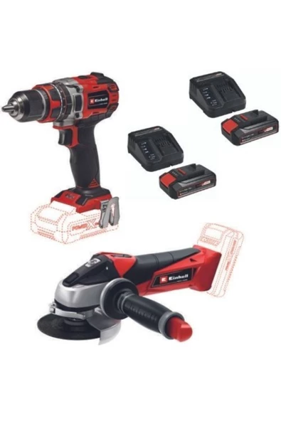Einhell Te-cd 18/50 Li-i Bl Akülü Matkap Vidalama Te-ag 18/115 Avuç Taşlama 2x2.5ah Akü Starter Kit ürün görseli 1