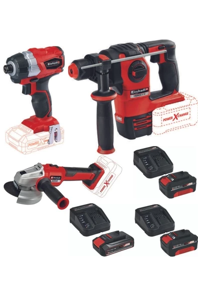 Einhell Te-cı 18 Bl Axxio 18/115 Taşlama Herocco 18v Kırıcı Delici 2x4.0ah+2.5ah Akülü Kömürsüz Set ürün görseli 1
