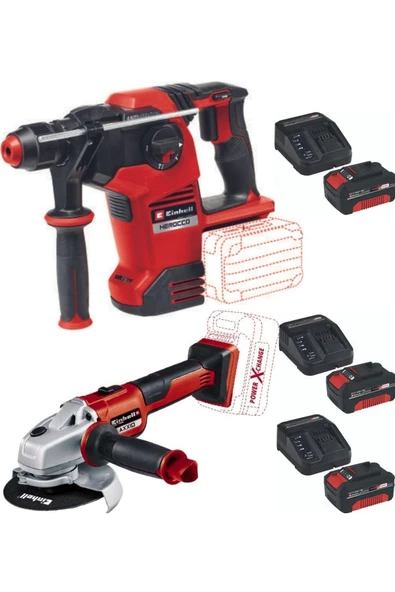 Einhell Herocco 36/28 Kırıcı Delici Axxio 125mm Avuç Taşlama 3x4.0ah Akülü Kömürsüz Set ürün görseli 1