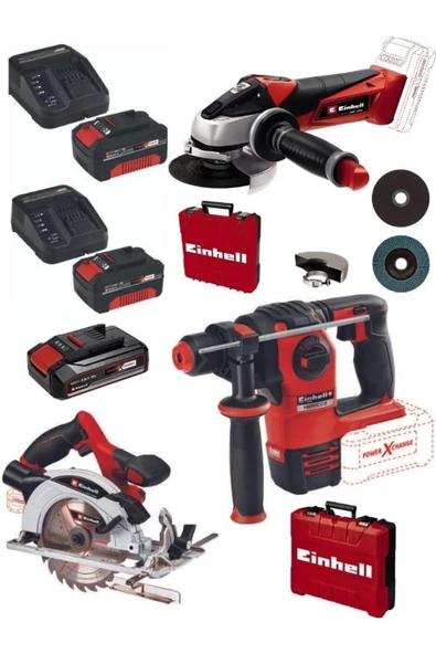 Einhell Herocco 18V Kırıcı TE-AG 18/115 Acc Taşlama TE-CS 18/165/1 2x4.0+2.5ah Akülü Set ürün görseli 1