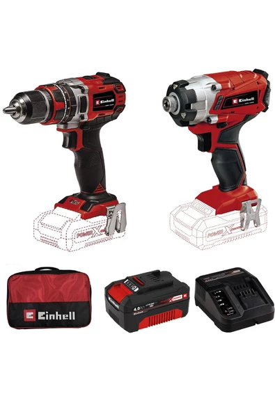 Einhell Te-cd 18/50 Li-ibl Darbeli Matkap+ Te-cı 18/1 Li Darbeli Vidalama +4ah Starterkit+ Bezçanta ürün görseli 1