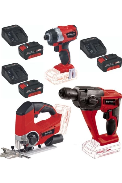 Einhell Te-cı 18 Bl Vidalama Te-hd 18 Matkap Te-js 18 Dekupaj 3x4.0ah Akülü Set ürün görseli 1