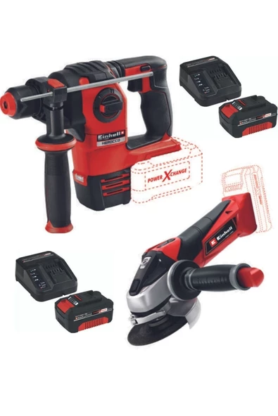 Einhell Herocco 18v Kırıcı Delici Te-ag 18/115 Avuç Taşlama 2x4.0ah Akülü Set ürün görseli 1