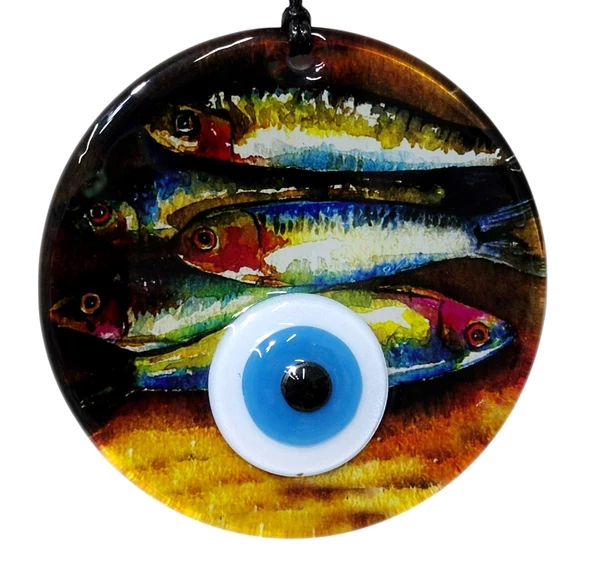 Balık Desenli 12 Cm Füzyon Cam Duvar Süsü ürün görseli 1