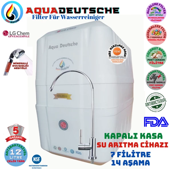 AQUA DEUTSCHE BEYAZ 12 LİTRE 7 FİLTRE 14 AŞAMA SU ARITMA CİHAZI ürün görseli 1