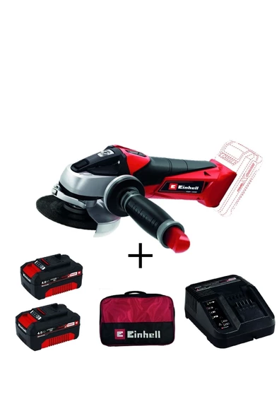 Einhell Te-ag 18/115 Li Akülü Avuç Taşlama + 2x4 Ah Starterkit + Bez Çanta ürün görseli 1