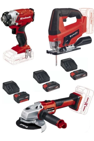 Einhell Te-ci 18/1 Vidalama Tc-js 18 Li Dekupaj Axxio 125 Mm Avuç Taşlama 2x2.5-4.0 Akülü Usta Seti ürün görseli 1