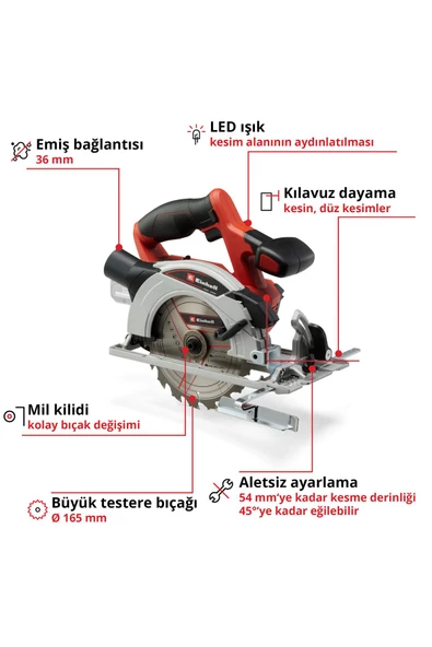 Einhell TE-CS 18/165/1 Li Solo, Akülü Daire Testere - Resim 3