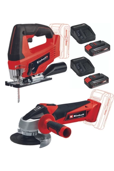 Einhell Tc-js 18 Li Dekupaj Tc-ag 18/115 Avuç Taşlama 2x2.5ah Akülü Set ürün görseli 1
