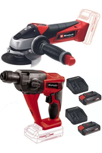 Einhell Te-hd 18 Li Akülü Vidalama Delme Te-ag 18/115 Akülü Avuç Taşlama 2x2.5ah Starter Kit Set ürün görseli 1