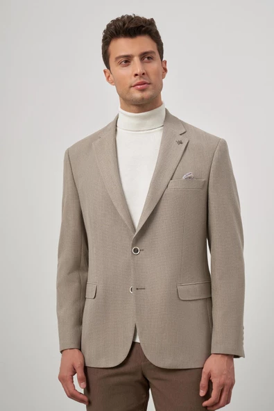 Kahverengi  Baskılı Mono Yaka 4 Drop Comfort Fit Classic Ceket 1002245157 ürün görseli 1