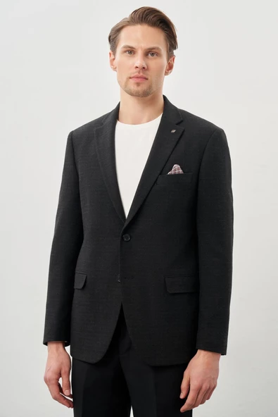 Füme Desenli Örme Mono Yaka Tam Astar Esnek 6 Drop Comfort Fit Casual Ceket 1002245164 ürün görseli 1
